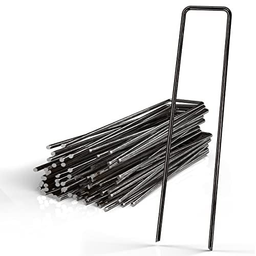 INTIRILIFE 100 x Erdanker 150 x 25 x 2,7 mm aus schwarzem Stahl Rostfrei - Unkrautvlies Befestigung Erdnagel Bodennagel Widerhaken