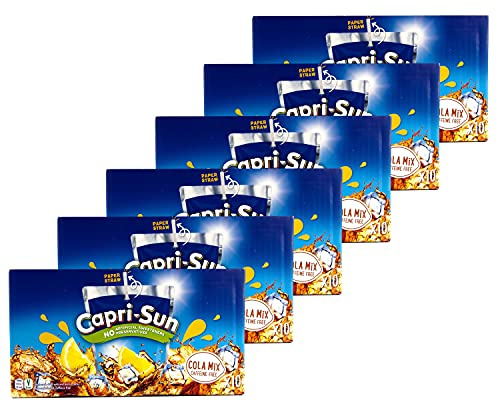 Capri-Sun - 6er Pack Capri Sonne Cola Mix - Caprisonne Vorteilspack (10 x 0.2 Liter) für Unterwegs 100 % Erfrischung dank Cola und Zitrone (Papierstrohhalm)