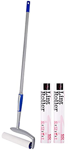 Extendable Long Lint Roller 12-51 Inches Pet Hair Remover - Includes 2 refills 180 Sheets Total - By ELITRA HOME