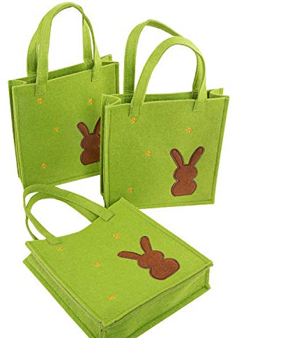 Logbuch-Verlag 3 Ostern Filztaschen Osternest Verpackung 18,5 x 16 x 5 Osterhase für Kinder u. Erwachsene grün braun