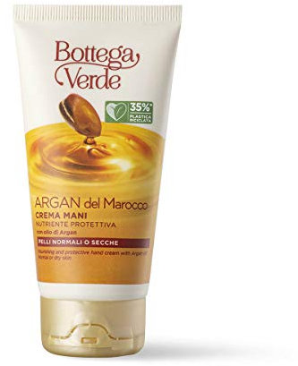 Bottega Verde - Crema Mani Argan del Marocco, 75 ml, Nutriente Protettiva, con Olio di Argan Puro, Trattamento Idratante per Pelli Normali o Secche, Protegge e Ammorbidisce