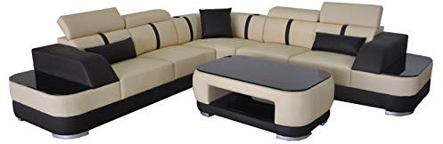 jvmoebel Eck Sofa Leder Polster Ecke Sitz Garnitur Couchen L Form + Tisch Wohnlandschaft