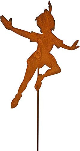 Bornhöft Gartenstecker wie Tinkerbell Metall Rost Gartendeko Edelrost rostiger Beetstecker 60cm (Peter Pan 60cm)
