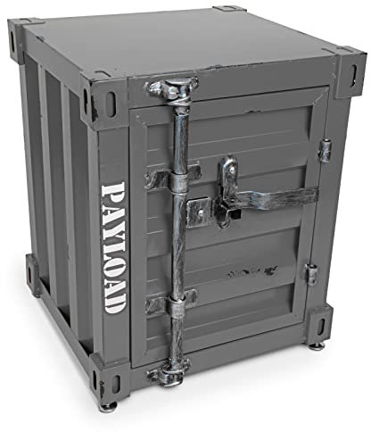 Büttner Beistelltisch Couchtisch Nachttisch Hocker Schrank Kasten Spind mit Stauraum im Industrie Design Container Look aus Metall 40 x 38 x 48 cm - Grau