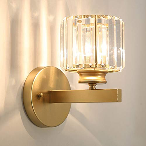 Crystal Wall Lights Sconce Modern Crystal Lights Decorative Wall Lighting Bedside Lamp Wall Sconce Home Lighting Glass Lampshade for Living Room Corridor Lamp E27 Wall Lighting Fixtures (Gold)