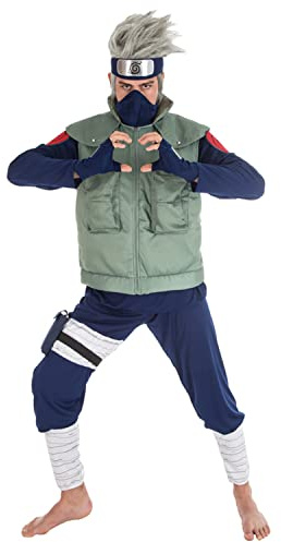 Krause & Sohn Kakashi Hatake Kostüm deluxe für Erwachsene Naruto inkl. Perücke Gr. S-XL Fasching