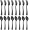 LIANYU Juego de cubiertos de 16 piezas, tenedores y cucharas de color negro mate, 8 tenedores y 8 cucharaditas, juego de cubiertos de acero inoxidable negro para el hogar, cocina, hotel, acabado