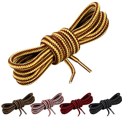 Yafe 5 Pairs Working Boot Laces(150cm/59”), 0.16in/0.4cm Round Boot Laces for Walking Boots Heavy Duty, Shoelaces for Hiking,Walking, Outdoor
