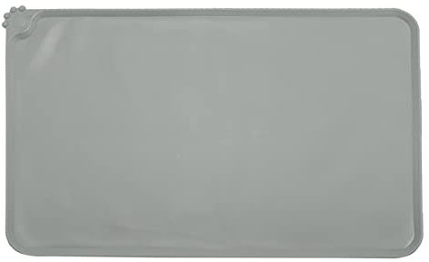 Tapis Gamelle Chien et Chat, Tapis Antiderapant Dessous Gamelles pour Animaux, Tapis d Alimentation Imperméable Silicone,48x30cm Gris