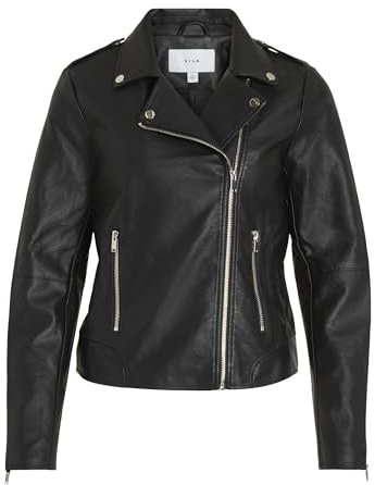 Vila Vicara Coated Jacket – Noos Giacca in Similpelle, Nero, XXL Donna