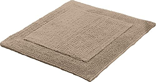 Erwin Müller WC-Vorlage, WC-Matte ohne Ausschnitt Uni Serie Stuttgart Taupe Größe 60x60 cm - extra dick, Wende-Design, 100% Baumwolle