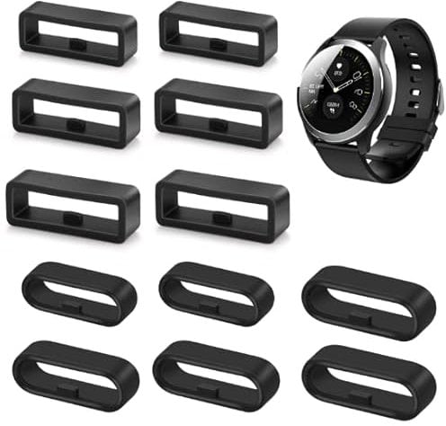 Cobee Silikon-Uhrenarmbänder-Schlaufen, Uhrenarmbänder halter, Ersatz-Armbandhalter, Schlaufe, Befestigungsringe, kompatibel mit Universaluhren (6 Stück quadratisch + 6 Stück oval, 18 mm/20 mm/22 mm)