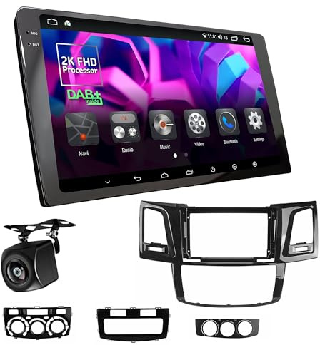 UGAR Android 15 Autoradio kompatibel für TOYOTA Fortuner, Hilux, SW4 2011-2015 9 Zoll Touchscreen-Radio mit kabellosem CarPlay & Android Auto, 8GB+128GB Speicher, Bluetooth, WLAN, DSP, DAB+, GPS-Navig