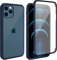 Leedia Coque pour iPhone 12 Pro Max avec Protège-écran Intégré en Verre Trempé 360 Degré Housse Full Body Protection Etui iPhone 12 Pro Max Antichoc Transparent Case pour iPhone 12 Pro Max 6.7 Bleu