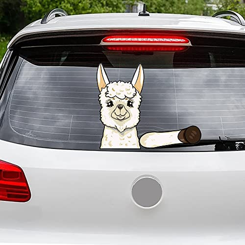 Leniutor Tier Heckwischer Aufkleber, Niedliche Cartoon Faultier Schaf Einhorn Wiederverwendbare PVC Heckwischer Aufkleber für Auto Fenster Windschutzscheibe Tier Wischer Aufkleber (Alpaka)