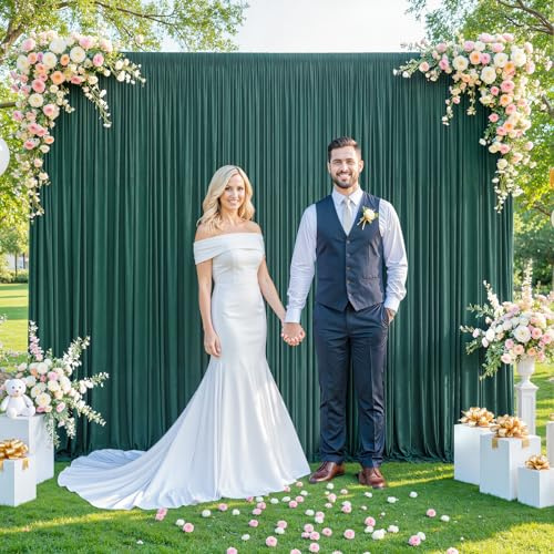 Hunter Green Backdrop Curtain for Parties Wrinkle Free Dark Green Photo Curtains Backdrop Drapes Fabric Decoration for Baby Shower Birthday Party Photography 5ft x 8ft,2 Panels