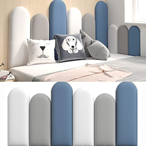 XILYZMO Bett Kopfteil Wandpolster, PU Wasserdicht Weich Wandaufkleber, Selbstklebend Wandtafeln, Wiederverwendbar Kinderzimmer Bett-Kopfteile Für Wanddekoration (Farbe : Silver, Größe : 55x180cm)