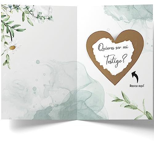 Cheerset Tarjeta de Rascar Quieres ser mi testigo? con Sobre - Pregunta para Testigos de Boda (Testigo)