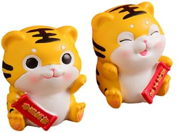 ESTINTENG Fate Tiger Dekofigur aus Kunstharz, niedliches Tiger-Maskottchen, Dekoration – Herzlichen Glückwunsch zum Schicksal Tiger Paket