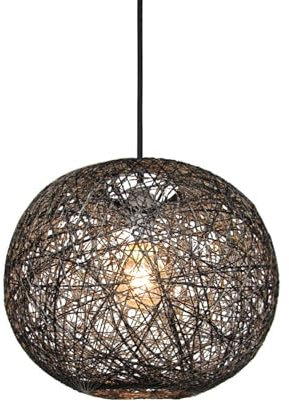 Loxton Lighting Modern Medium Wicker Rattan String Ball Style Ceiling Pendant Light Lampshade [Energy Class A+]… (Black)