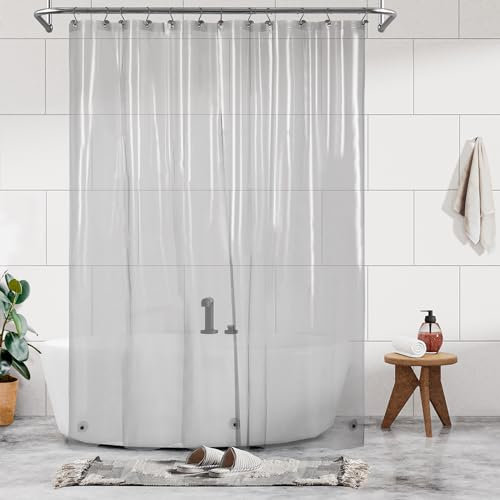 Barossa Design Extra langer innerer Duschvorhang mit 3 Magneten, 182,9 x 213,4 cm, XL, wasserdicht, PEVA, leicht, Duschvorhang für Badezimmer, PVC-frei, Metallösen, transparentes Schwarz