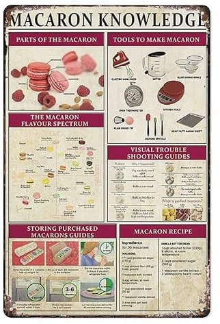 Vintage Tin Sign Macaron Knowledge Baking Hobby Quote Metal Tin Sign Wall Decor Rustic Farmhouse Sign Decor Gifts 20X30cm