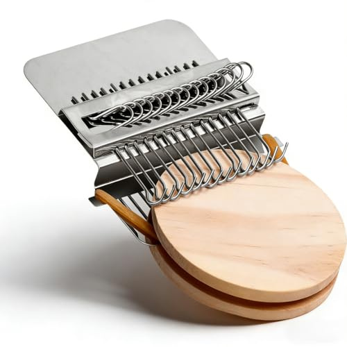 Cyrank Kleiner Webstuhl, Stopfwebstuhl, Speedweve-Webwerkzeug, Mini Handwebstuhl Maschine,Edelstahlhaken, Kiefernholzscheibe, Schnelles Ausbessern von Kleidungslöchern, Für DIY-Kunst(14 Hooks)