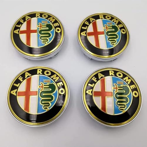 FELEA Auto-Nabenkappen, Felgen-Emblem, Radnabenkappen für Alfa Romeo Mito 147 156 159 166 Giulietta Mito Spider Stelvio 60mm, staubdicht, wasserdicht, verschleißfest, rostfrei, Nabenkappen,A