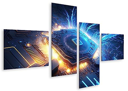 islandburner Prime Bild auf Leinwand Prozessor Platine Cpu Chip Magisches Licht im Inneren des Computers A Bilder Wandbilder Poster
