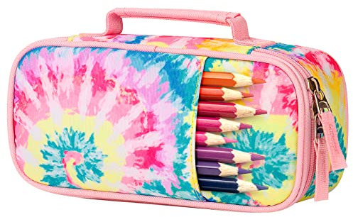 Choco Mocha Federmäppchen mit Fächern für Mädchen & Jungen Federtasch Groß Federmappe Kinder Schulmäppchen 23x5x11.5 cm, Tie dye