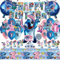 Geburtstagsballons Deko, Party Dekoration Ballons, Folienballon Geburtstag, Cartoon Cake Topper, Happy Birthday Banner, Tischdecke, Cartoon Party Luftballon für Geburtstagsfeier