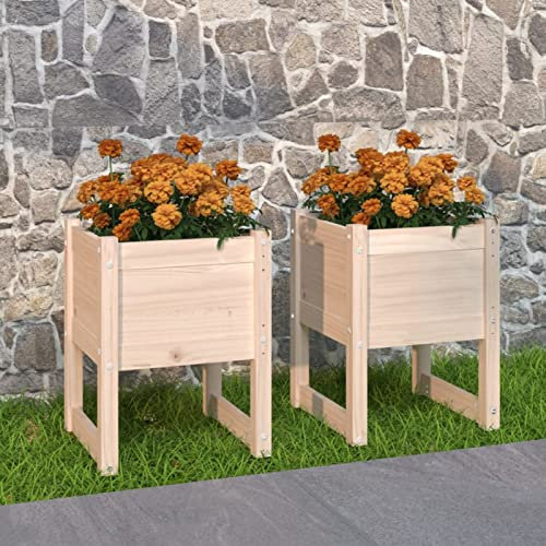 Mengtu Fioriere 2Pezzi 40x40x52,5cm in Legno Massello di Pino, Fioriera da Esterno Fioriera Balcone Fioriera Grigliato per Giardino Mobili per Interni/Esterni
