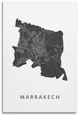 UNSGA Poster, Vintage-Karte, Schwarz-Weiß, Afrika, Marokko, Marrakesch, Poster, dekorative Malerei, Leinwand, Wandposter und Kunstdruck, moderne Familienschlafzimmer-Dekoration, Poster, 30 x 45 cm