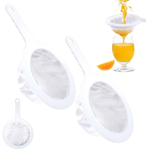 2 Pcs Fine Mesh Sieve, 200/400 Mesh Mesh Strainer, Handheld Nylon Sieve, Household Plastic Sieve with Handle Hook, Fine Strainer, Kitchen Ultra Fine Mesh Strainer for Juice, Jam, Wine