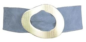 FrasiBags Breiter Damen-Gürtel aus Wildleder mit Schleife, runder Ring, oval, Damengürtel aus Wildleder, hoher Gürtel für Damen, Leder Made in Italy, himmelblau, Einheitsgröße