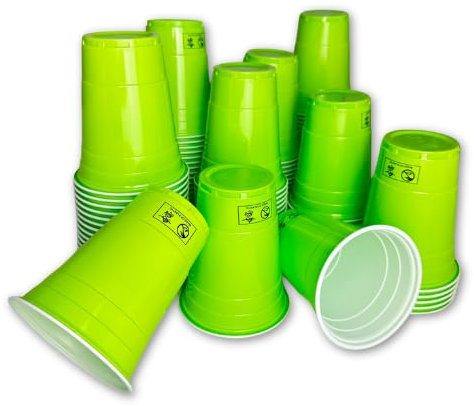 Vitavalley 100x hellgrüne Plastikbecher (16oz. - ca. 473ml) - 100 robuste & wiederverwendbare Partybecher - ideal für Deine Feier