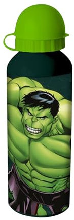 Marvel Hulk Bouteille Réutilisable, Bouteille D'eau Design en Aluminium pour Garçons, Bouteille de Voyage, Capacité 500 ml (Vert Foncé)