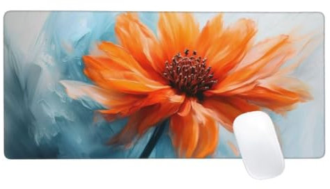 Orange Tapis de Souris XXL 700x300mm, Tapis de Souris Fleur, Tapis Souris pour Clavier et Bureau, Étendu Tapis de Souris Gamer, Lavable Surface,Base Antidérapante,Améliorer Précision et Vitesse Z2-164