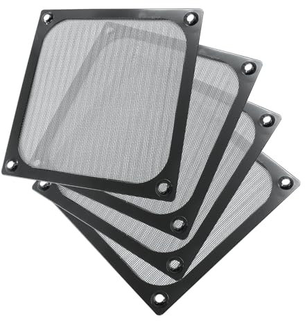 Kemcatui 4Pcs Computer Fan Filter Grills with Screws, 120mm Aluminum Frame Mesh Black PC Dust Filter, Dustproof Cover for Computers Case