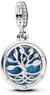 PANDORA Moments 793599C01 - Ciondolo a forma di albero dell'infinito in argento Sterling con zirconi, compatibile Moments e ME Braccialetti, Blau, Argento sterling, Zirconia cubica