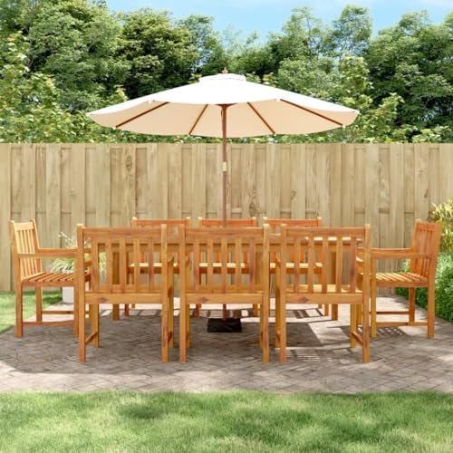 Iiaky 9-TLG. Garten-Essgruppe Garten Sitzgruppe GartenmöBel Set TerrassenmöBel Essgruppe Garden Set Massivholz Akazie