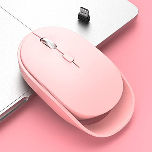 XIKDJ Mouse Wireless Mouse Bluetooth, Ergonomico Dual Mode Wireless modalità Privata Mouse Ricaricabile Silenzioso per Telefoni iPad Computer per Ufficio Affari,Rosa
