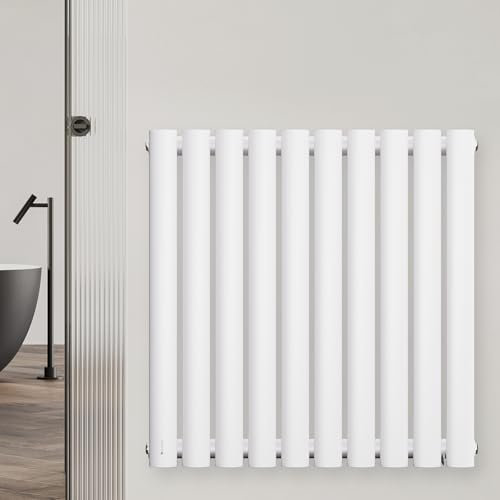 blumfeldt Heizkörper Mittelanschluss - 462 W Wandheizkörper, Stahl Pulverbeschichtet, Einlagig, Energiesparender Warmwasserbetrieb, Design-Heizkörper Für Bad & Wohnräume, 60x60 cm, Weiß
