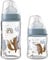 NIP Weithalsglasflasche GLAS Flasche, 2er Set, 120 ml + 240 ml Weithalstrinksauger Silikon, Sauger Gr. S feinste Sauglochgröße, Glas porenfrei glatt, ab 1. Tag, Muttermilch, Pre-Nahrung 0+