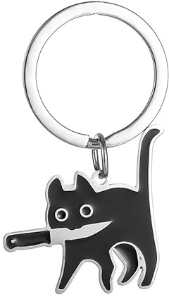 LVYOUME Middle Finger Keychain Bag Charms with Bottle Opener, Stainless Steel Funny Doodle Keychains for Men women, Cat Knife-05, X-Small