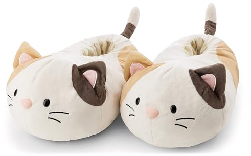 NICI-mymochi 62348 Pantofole in Peluche per Bambini e Adulti, Motivo Gatto Angy, Calde e con Suola Antiscivolo, Numero 36-39, Bianco, Colore, 36/39 EU