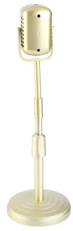 HEEPDD Vintage Microphone Prop Model Retro Design Support Rod Stable Base Mic Set for Photography Props Plastic Material (Gold)