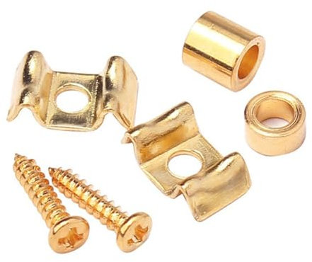 Lot de 2 guides de retenue pour cordes de guitare, avec vis de montage pour guitare électrique Fender Stratocaster, Stratocaster, Tele (doré)