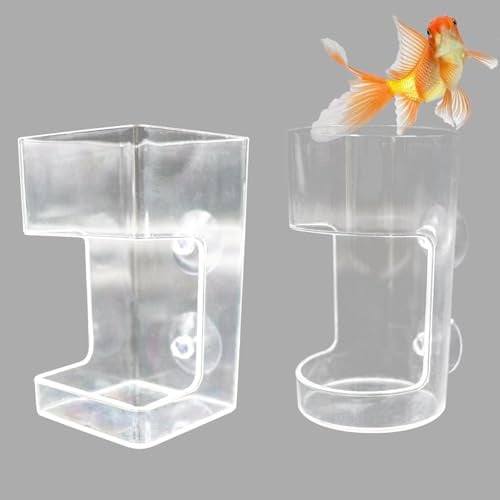 2er-Set Acryl Fütterungsstationen für Aquarien – Runde & eckige Futterhalter mit Saugnapf für Schwimmfutter und Sinkfutter