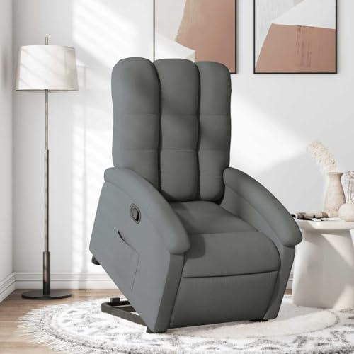 Tonture Relaxsessel mit Aufstehhilfe, dunkelgrau, Stoffbezug, elektrischer Motor, manuelle Liegefunktion, Seitentasche, bequemes Sitzerlebnis, ideal für Wohnzimmer und Schlafzimmer